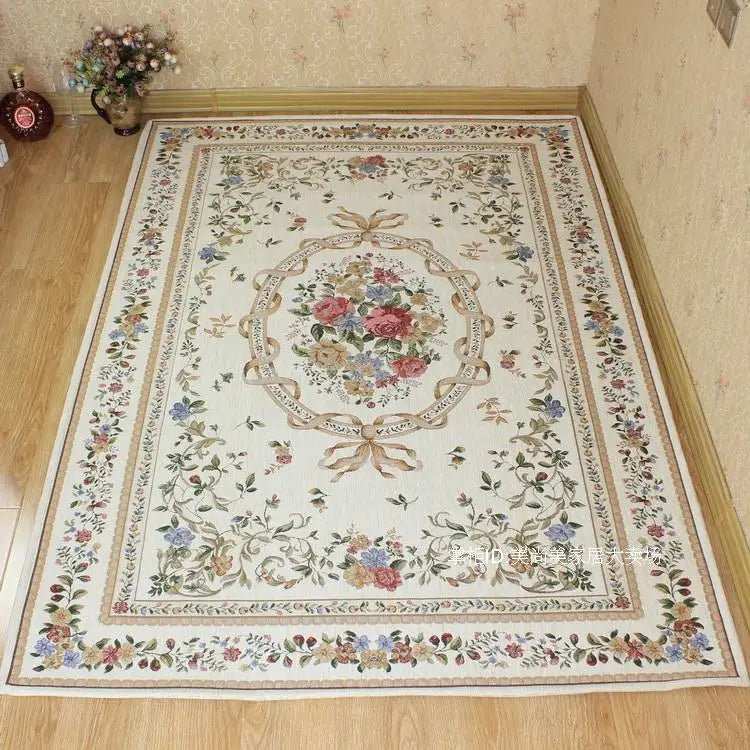 European Carpets Living Room Pastoral Flower Home Bedroom Rugs And Carpets Sofa Coffee Table Mat Anti-Slip Floor Study Area Rug